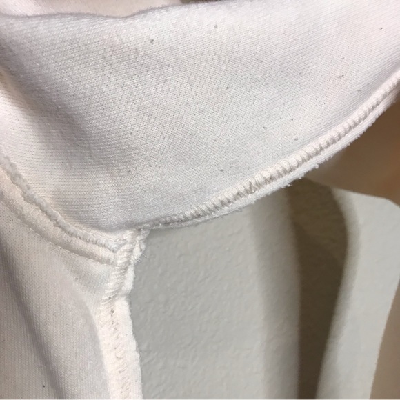 PUMA Top Cropped Long Sleeve Reverse Weave Raw Edge Ivory Gray Size S - Picture 7 of 8